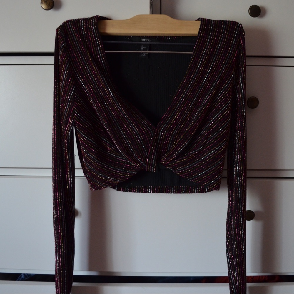 Glittery Twisted Crop Top